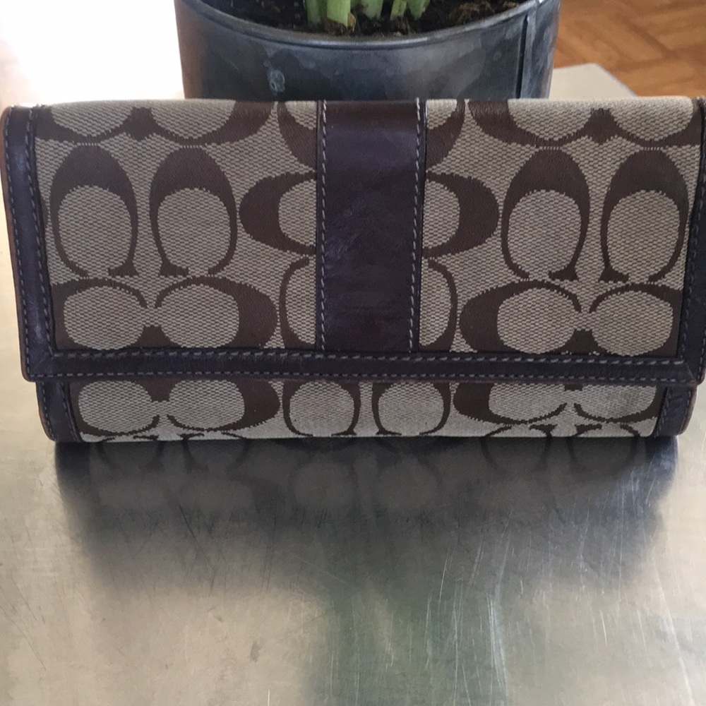 Coach/ Signature Jacquard/ Trifold/ Large/ Wallet/
